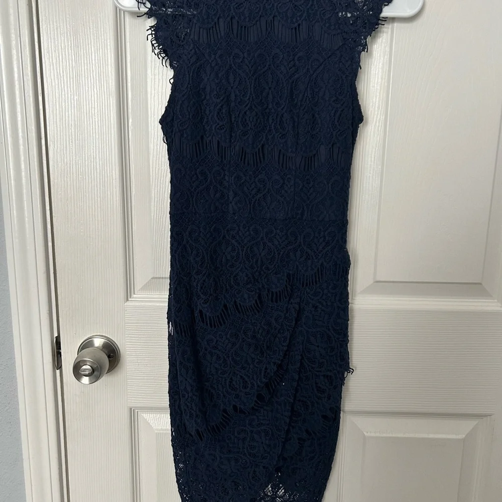 Hello Molly Midnight Blue Lace Mini Dress - Picture 4 of 5